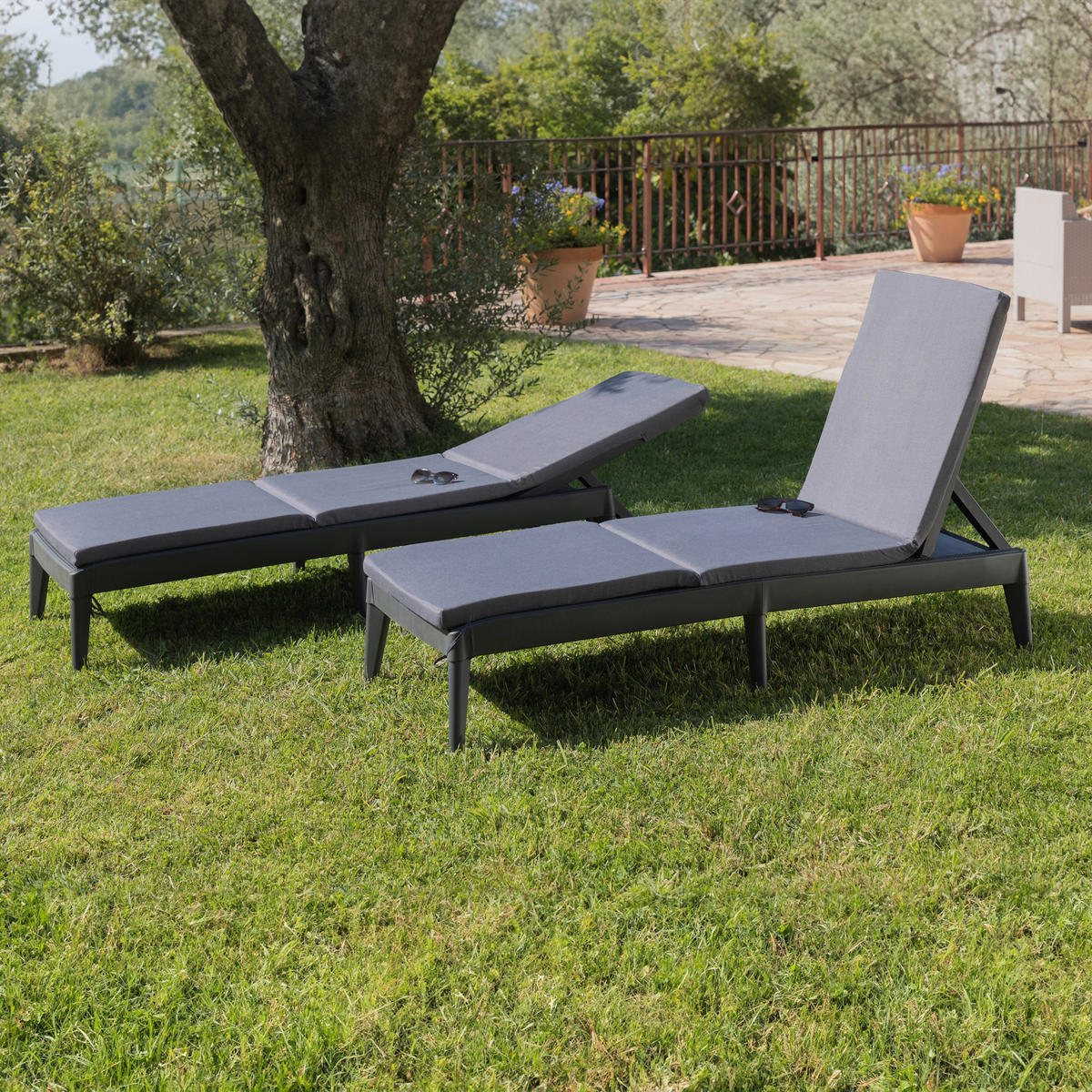GARTENLIEGE  - Anthrazit, Basics, Kunststoff (186/60/32,5cm)