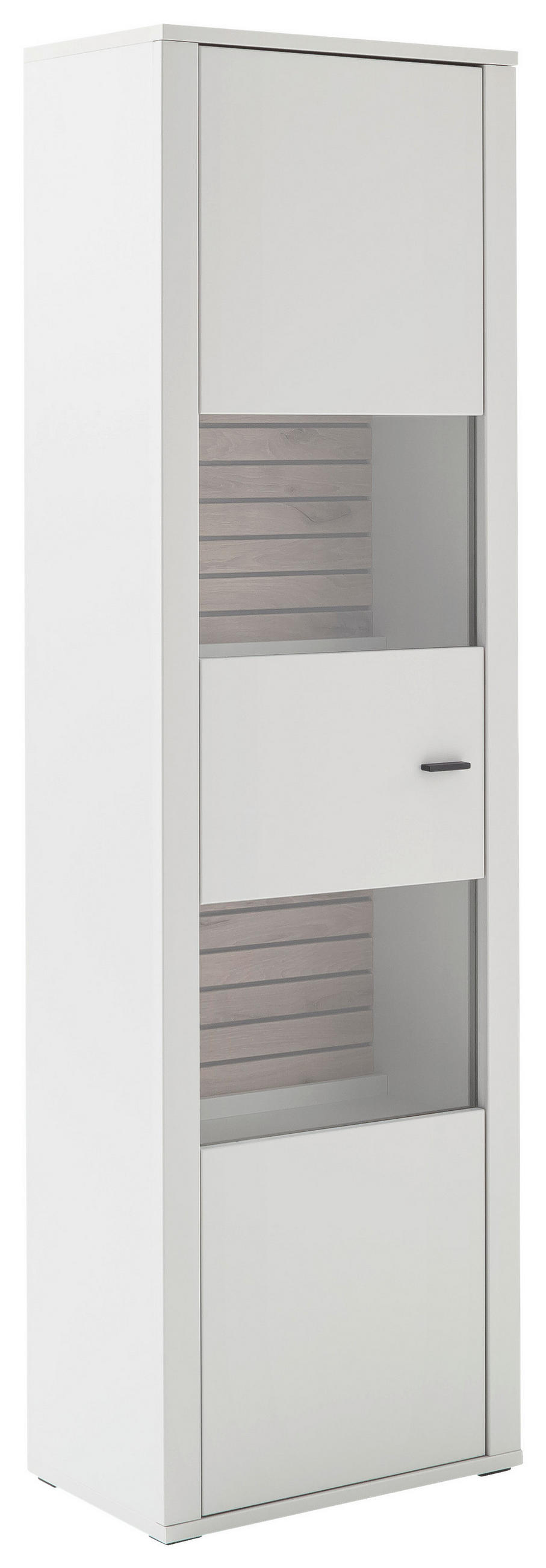 VITRINE  in Weiß, Eichefarben - Eichefarben/Anthrazit, Design, Glas/Holzwerkstoff (61/206/37cm) - Stylife