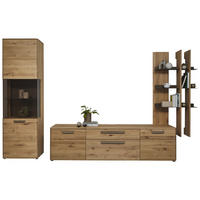 WOHNWAND  in Bronzefarben, Wildeiche  333,6/207/45,2 cm  - Wildeiche/Schwarz, Natur, Glas/Holz (333,6/207/45,2cm) - Valnatura