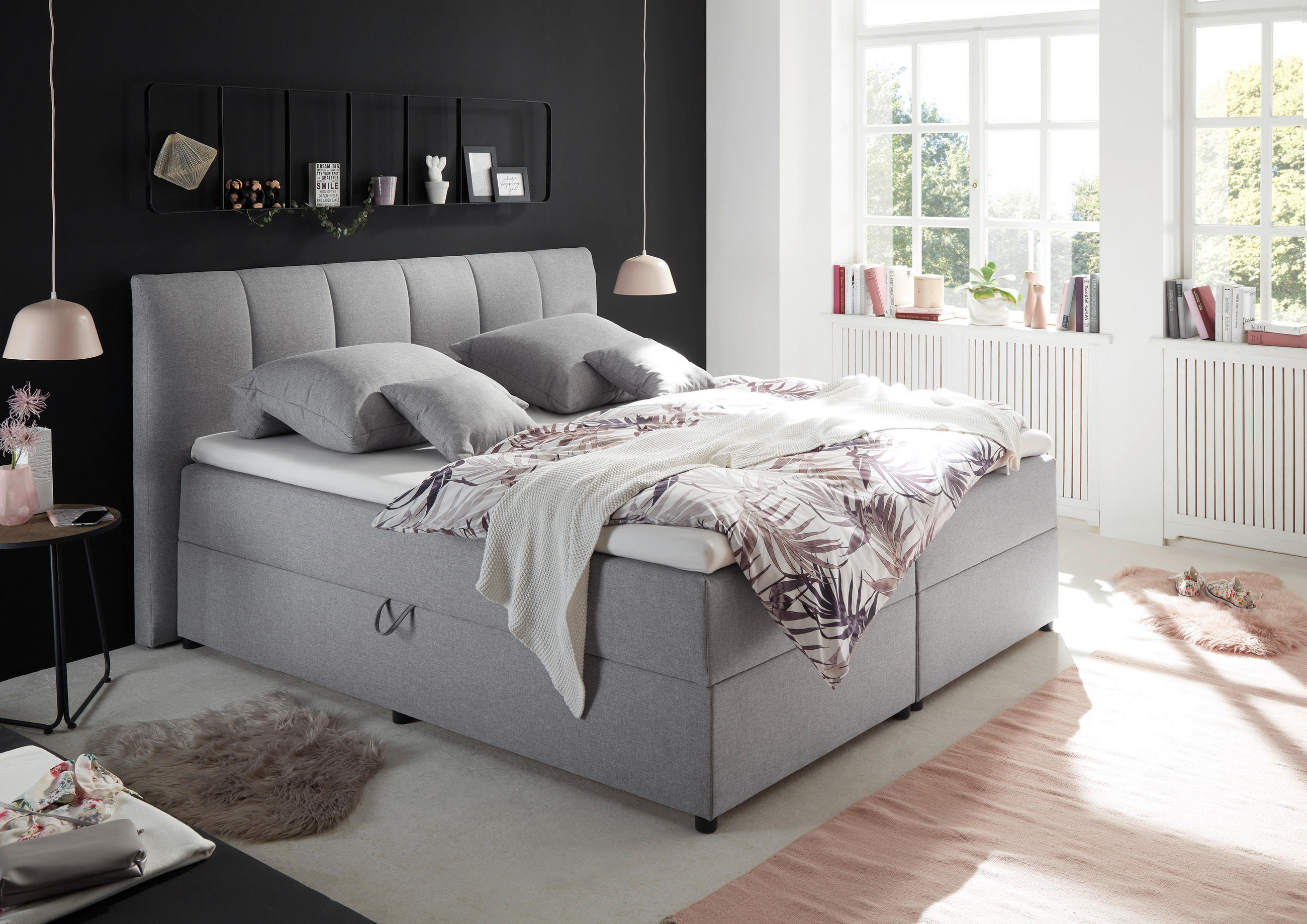 MID.YOU POSTEL BOXSPRING, 180/200 cm, šedá