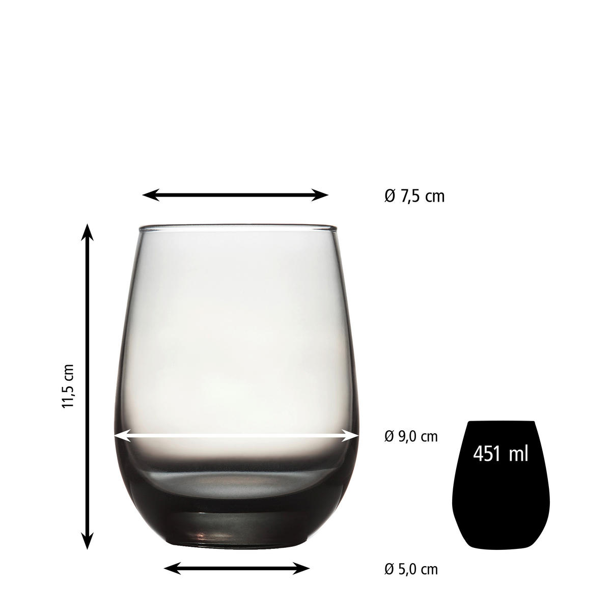 GLÄSERSET STEMLESS  12-teilig  - Hellgrau, Basics, Glas (9/11,5cm)
