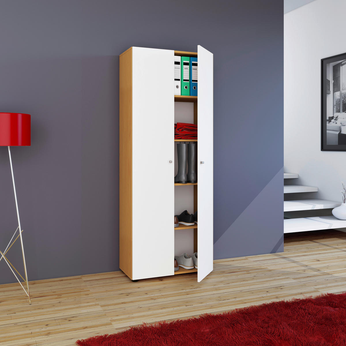 MEHRZWECKSCHRANK 70/178/39 cm  - Weiss/Silberfarben, Design, Holzwerkstoff/Kunststoff (70/178/39cm) - MID.YOU