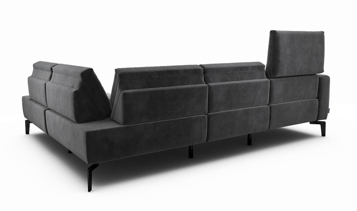 ECKSOFA Cosy Anthrazit Samt  - Anthrazit/Schwarz, Design, Textil/Metall (256/193cm) - SENSOO