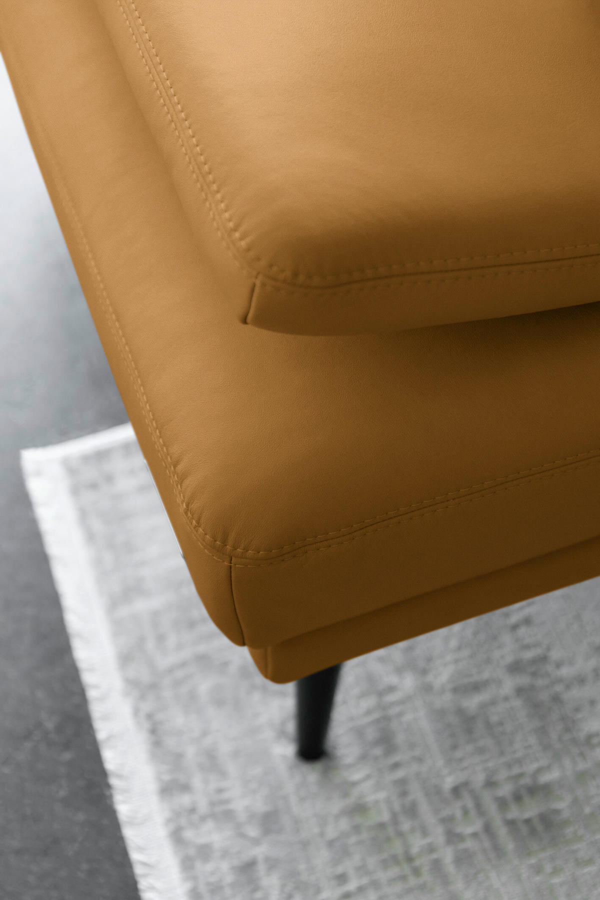 ECKSOFA Echtleder Senfgelb  - Senfgelb/Schwarz, Konventionell, Leder/Metall (180/301cm) - Joop!
