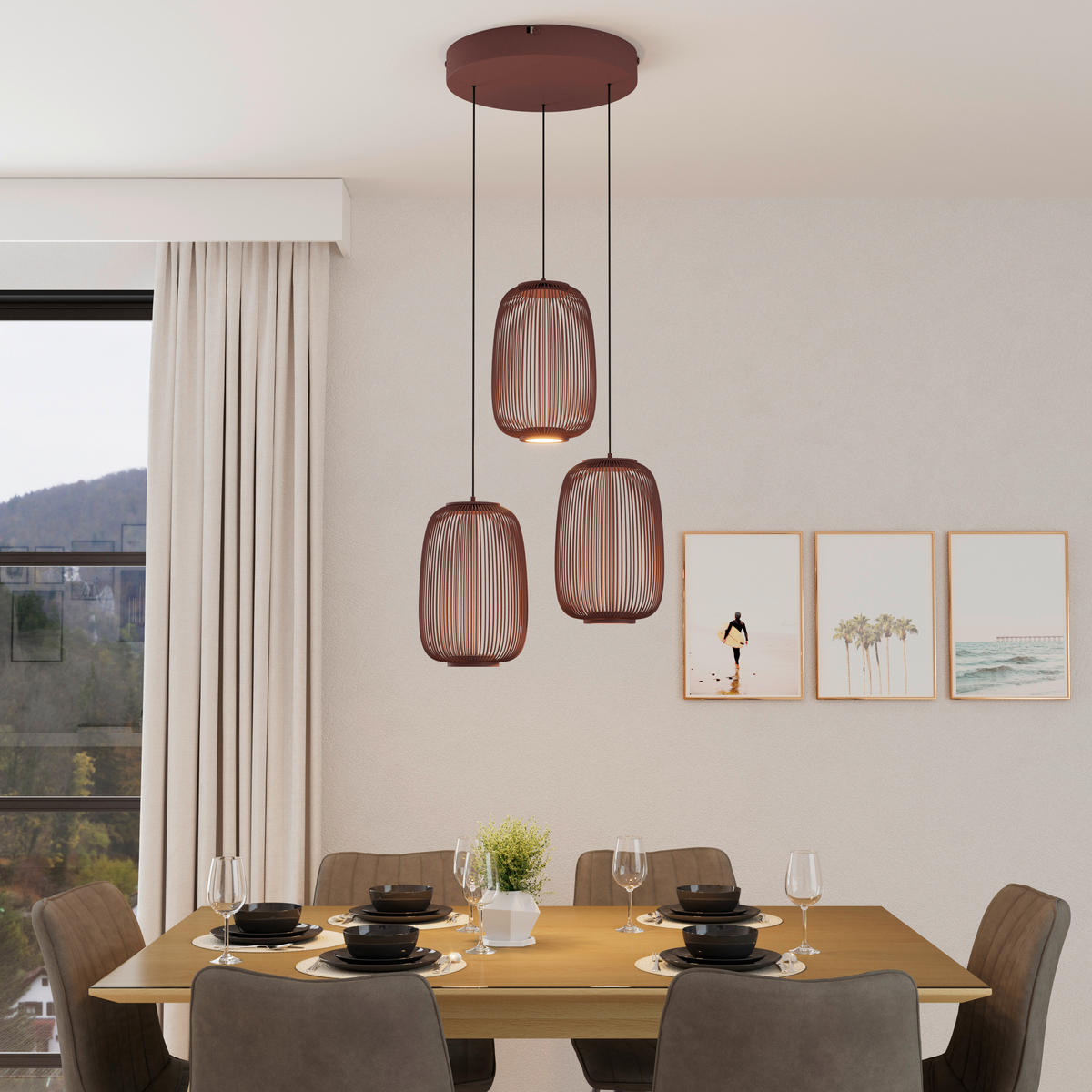 LED-HÄNGELEUCHTE Cage 40/50-150 cm  - Kupferfarben, Design, Kunststoff/Metall (40/50-150cm) - Dieter Knoll