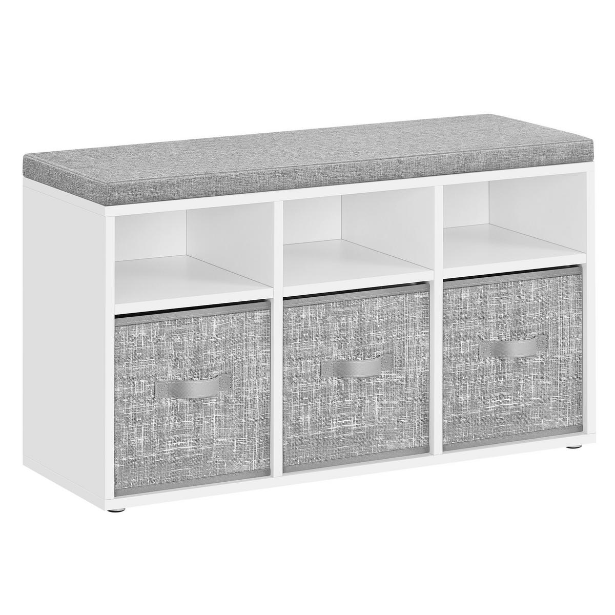 LAVICE S BOTNÍKEM, šedá, bílá, 87/48/30,3 cm - šedá/bílá, Moderní, kompozitní dřevo/textil (87/48/30,3cm) - MID.YOU