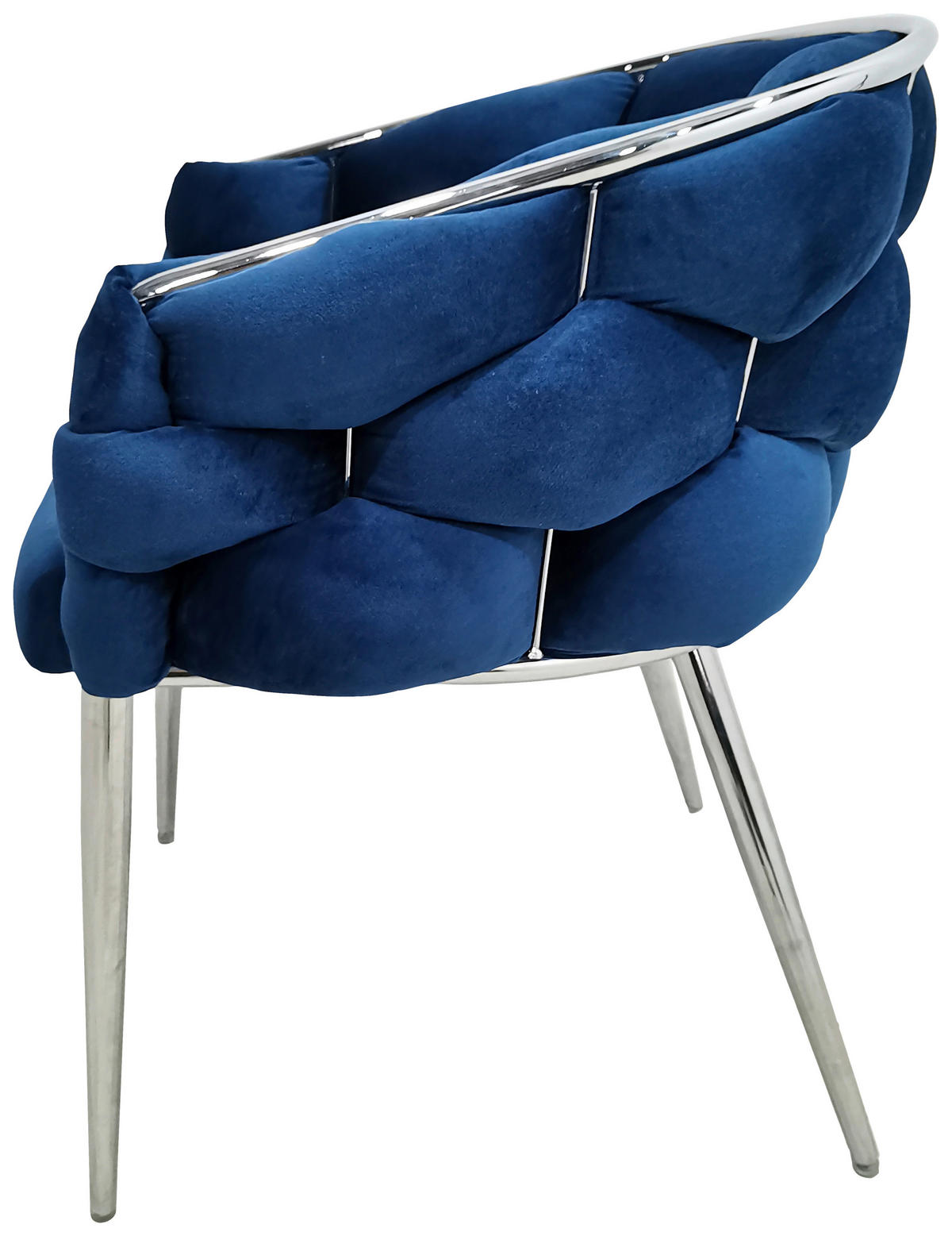 ARMLEHNSTUHL-SET 2 Stück  in Samt  - Blau/Silberfarben, MODERN, Textil/Metall (65/79/61cm) - Kayoom