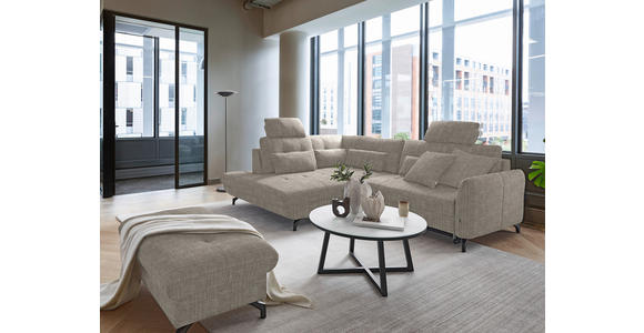 ECKSOFA in Flachgewebe, Leinenoptik Hellbraun 208/247 cm - Hellbraun/Schwarz, Design, Textil/Metall (208/247cm) - Xora