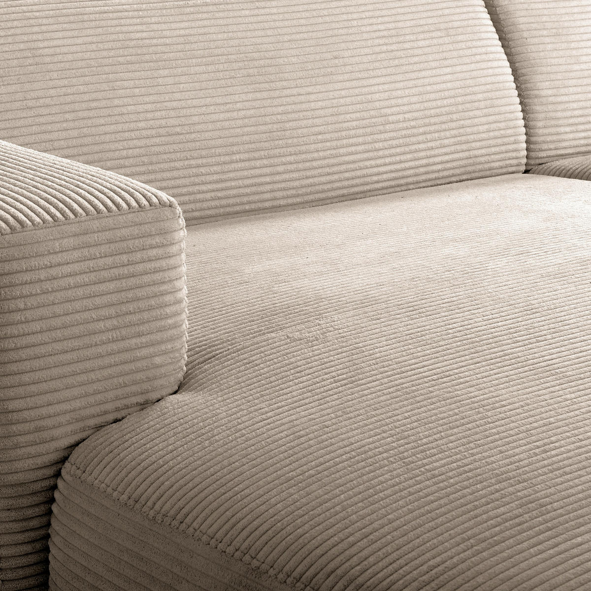 ECKSOFA RENO Hellgrau Cord Relaxfunktion, Kopfteilverstellung  - Hellgrau/Schwarz, Design, Kunststoff/Textil (184/248cm) - Livetastic