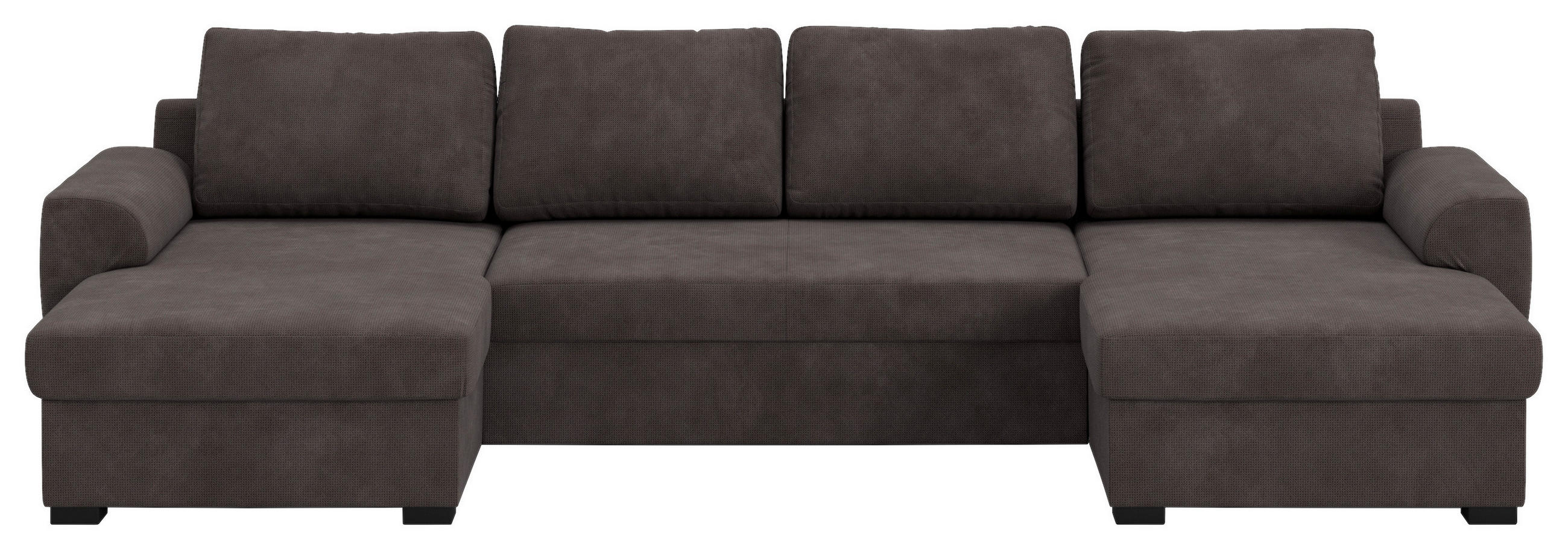 SJEDEĆA GARNITURA tekstil  smeđa   - smeđa/crna, Trend, tekstil/plastika (154/327/86cm) - MID.YOU