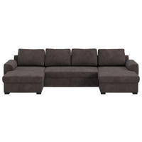 SJEDEĆA GARNITURA tekstil  smeđa   - smeđa/crna, Trend, tekstil/plastika (154/327/86cm) - MID.YOU