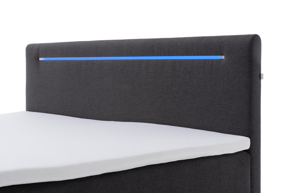 BOXBETT 180/200 cm  in Anthrazit  - Edelstahlfarben/Anthrazit, MODERN, Kunststoff/Textil (180/200cm) - Livetastic