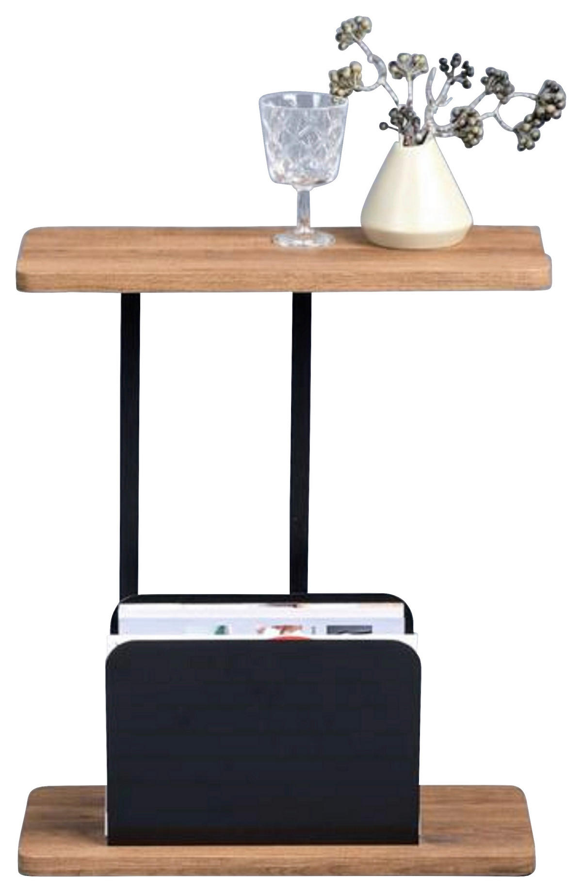 BEISTELLTISCH 20/50/60 cm Schwarz, Eichefarben rechteckig  - Eichefarben/Schwarz, Design, Holzwerkstoff/Metall (20/50/60cm)