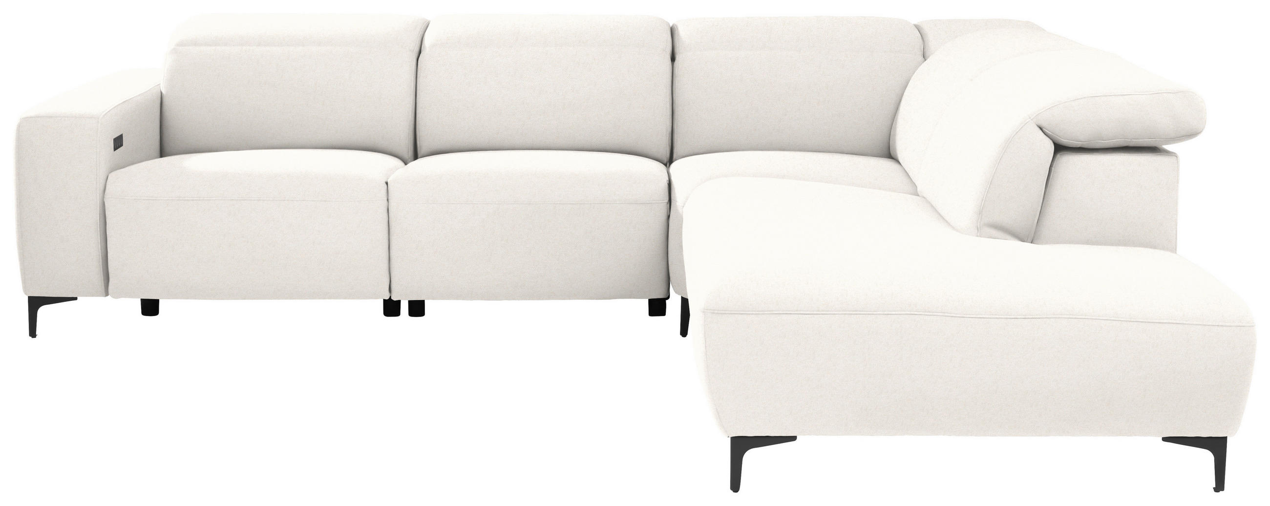 ECKSOFA Beige Flachgewebe  - Beige/Schwarz, Design, Textil/Metall (290/238cm) - Pure Home Lifestyle