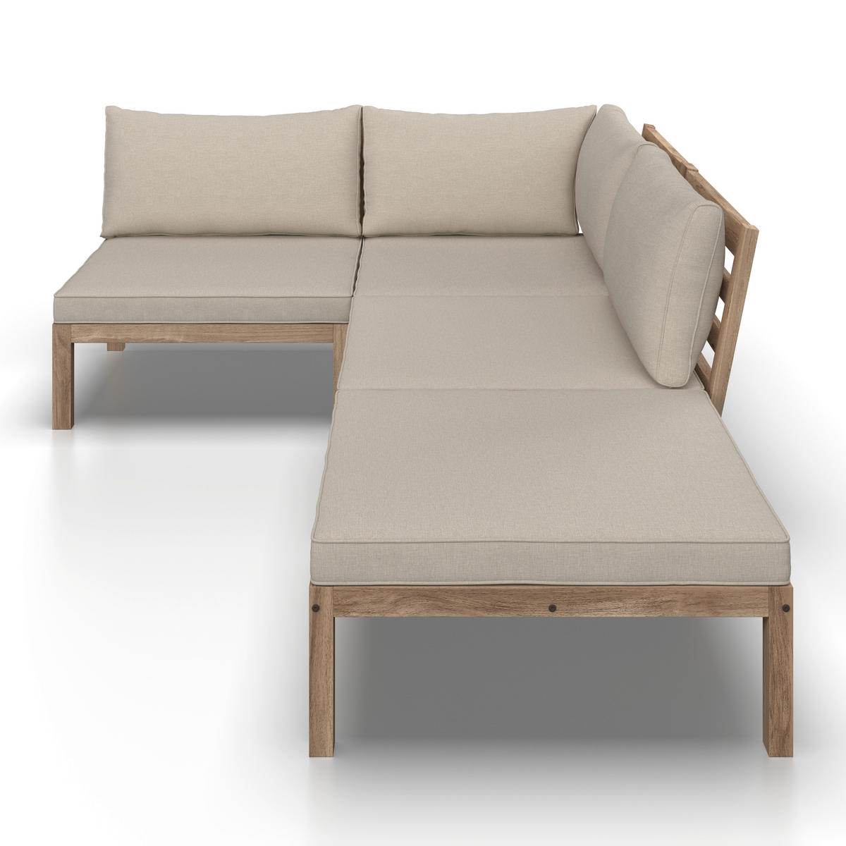 BAŠTENSKA GARNITURA  - boja akacije/krem, Moderno, drvo/tekstil (250/250cm) - Bessagi Garden