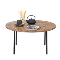 COUCHTISCH in Holz, Metall 80/80/39 cm  - Hellbraun/Schwarz, Design, Holz/Metall (80/80/39cm) - Ambia Home