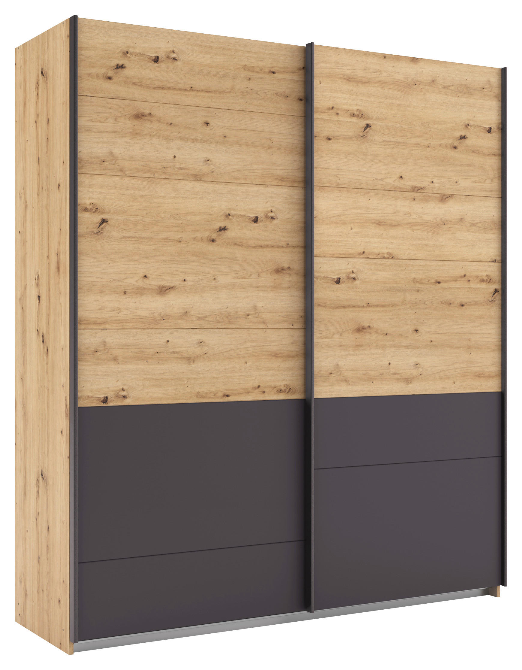 SCHWEBETÜRENSCHRANK 181/210/62 cm 2-türig Grau, Eiche Artisan  - Eiche Artisan/Grau, MODERN, Holzwerkstoff/Metall (181/210/62cm) - Rauch Möbel
