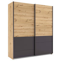 SCHWEBETÜRENSCHRANK 181/210/62 cm 2-türig Grau, Eiche Artisan  - Eiche Artisan/Grau, MODERN, Holzwerkstoff/Metall (181/210/62cm) - Rauch Möbel