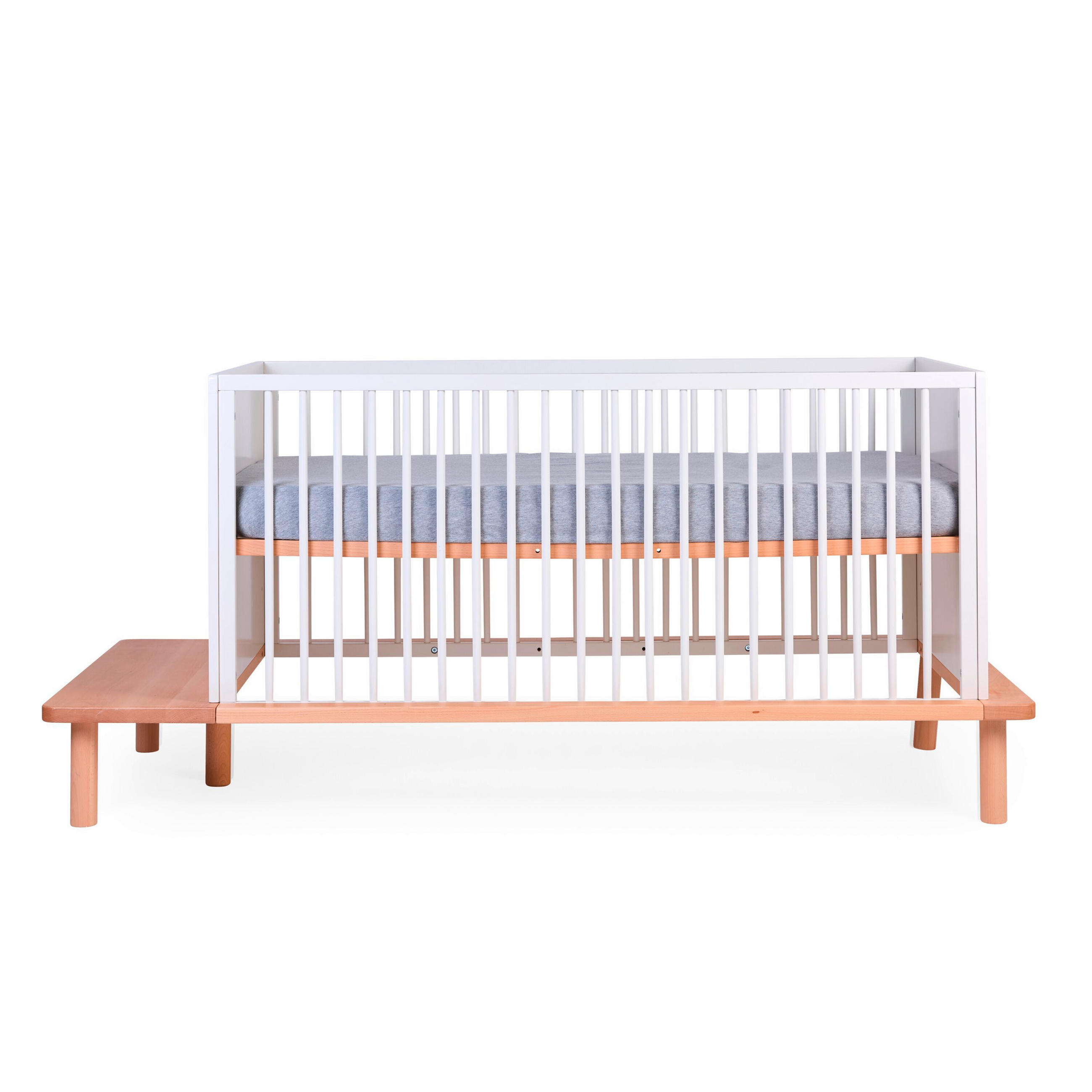 Childhome Gitterbett Evobed 5in1 Naturel inkl. Rausfallschutz B140Plf Natur, Weiß 182x84x84 cm