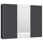 SCHWEBETÜRENSCHRANK  in Anthrazit, Schwarz  - Edelstahlfarben/Anthrazit, Design, Glas/Holzwerkstoff (303/236/65cm) - Carryhome