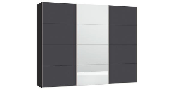 SCHWEBETÜRENSCHRANK  in Anthrazit, Schwarz  - Edelstahlfarben/Anthrazit, Design, Glas/Holzwerkstoff (303/236/65cm) - Carryhome