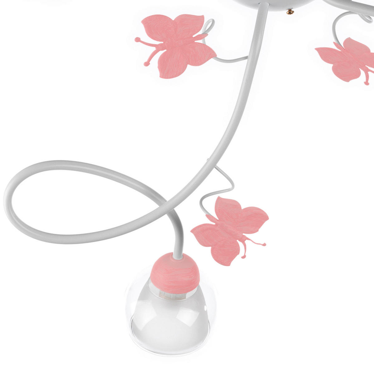 DĚTSKÉ STROPNÍ SVÍTIDLO, 80/20 cm  - bílá/pink, Basics, kov/sklo (80/20cm)