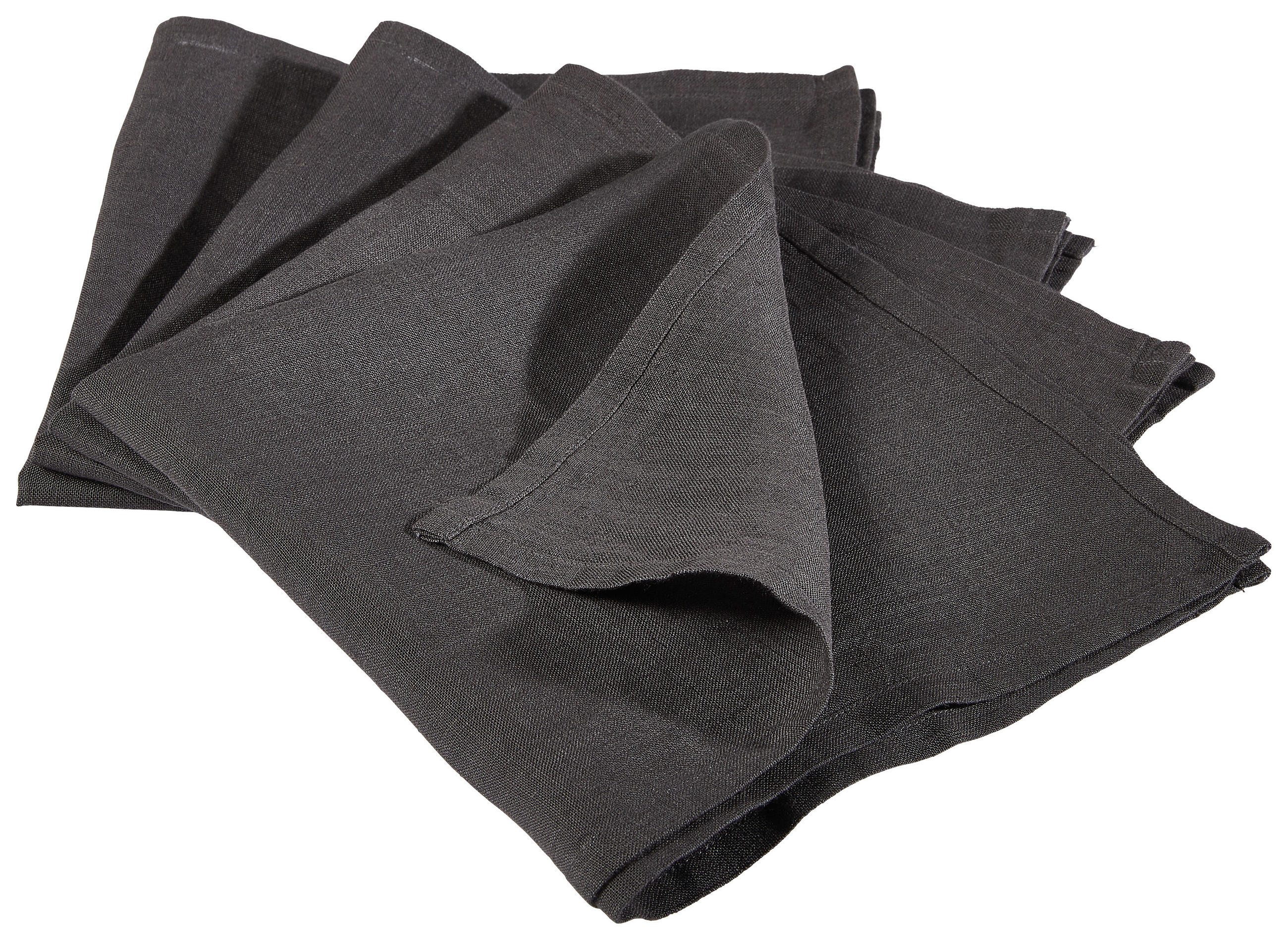 Leinen-Stoffserviette-4er Set 50/50 cm - Anthrazit, Trend, Textil (50/50cm) - Ambiente