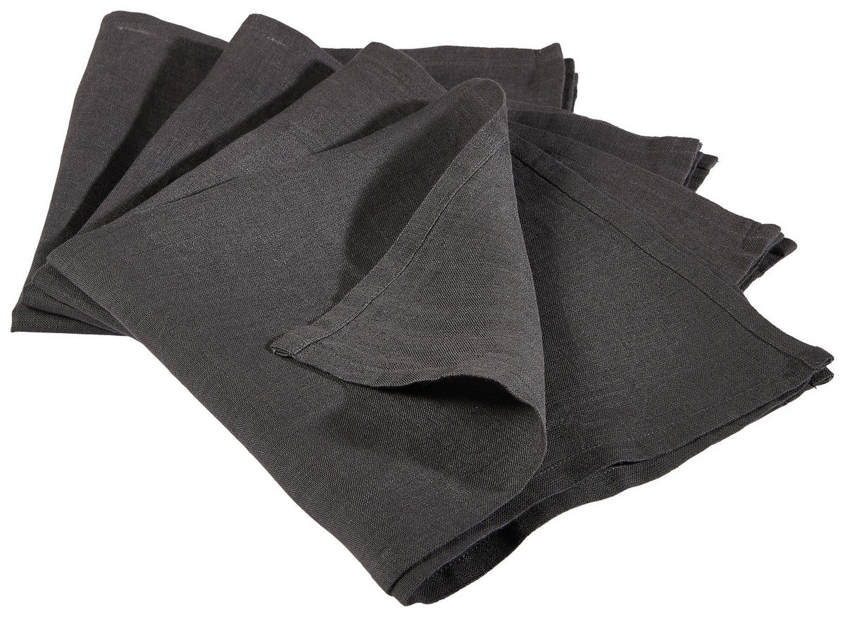 STOFFSERVIETTE  50/50 cm  4 Stück  - Anthrazit, Trend, Textil (50/50cm) - Ambiente