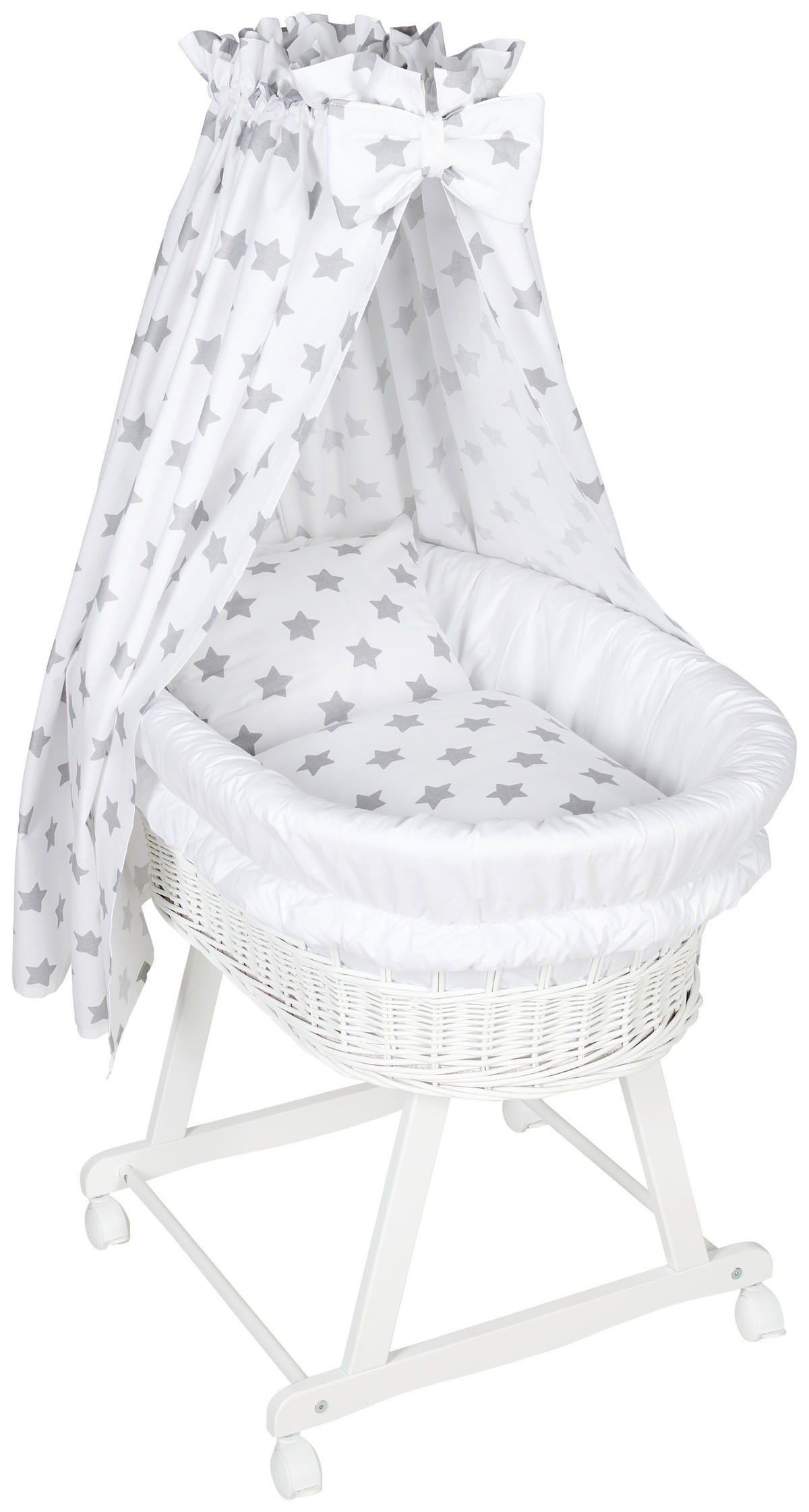 KOMPLET MOBILNE KORPE-KOLEVKE - siva/bela, Osnovno, drvo/tekstil (91/60/73cm) - My Baby Lou