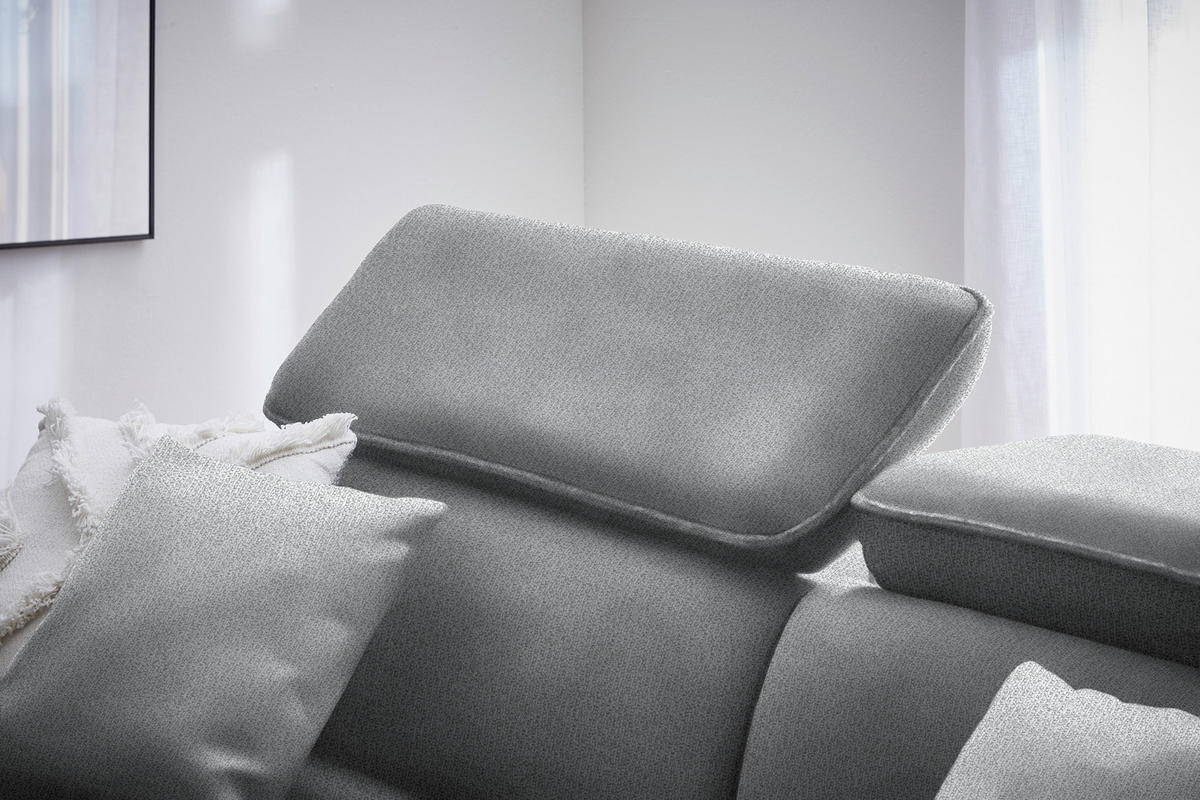 ECKSOFA in Flachgewebe Hellgrau  - Hellgrau/Schwarz, Design, Holz/Textil (185/232cm) - Stylife