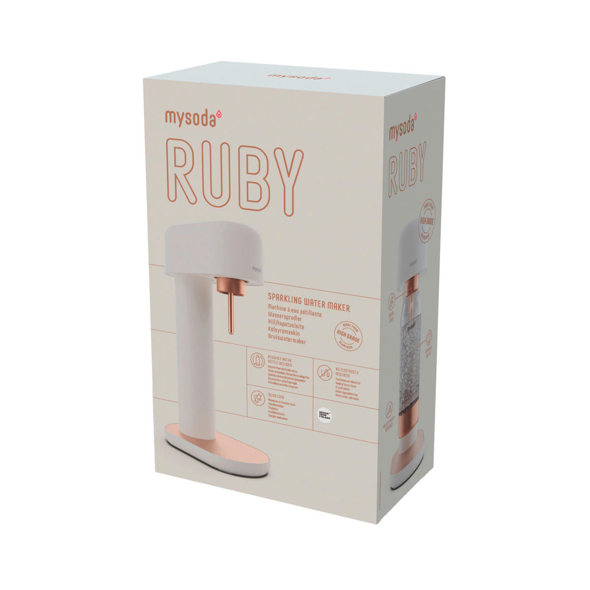 WASSERSPRUDLER RUBY2 WHITE/COPPER  - Roségold/Weiß, Basics, Metall (24/14/41cm) - mysoda