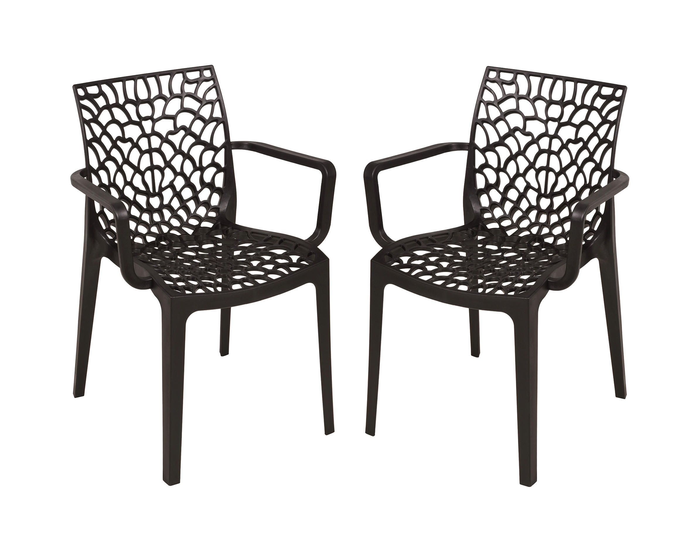 GARTENSTUHL-SET Schwarz  - Schwarz, MODERN, Kunststoff (58/81/52cm) - Gardenson