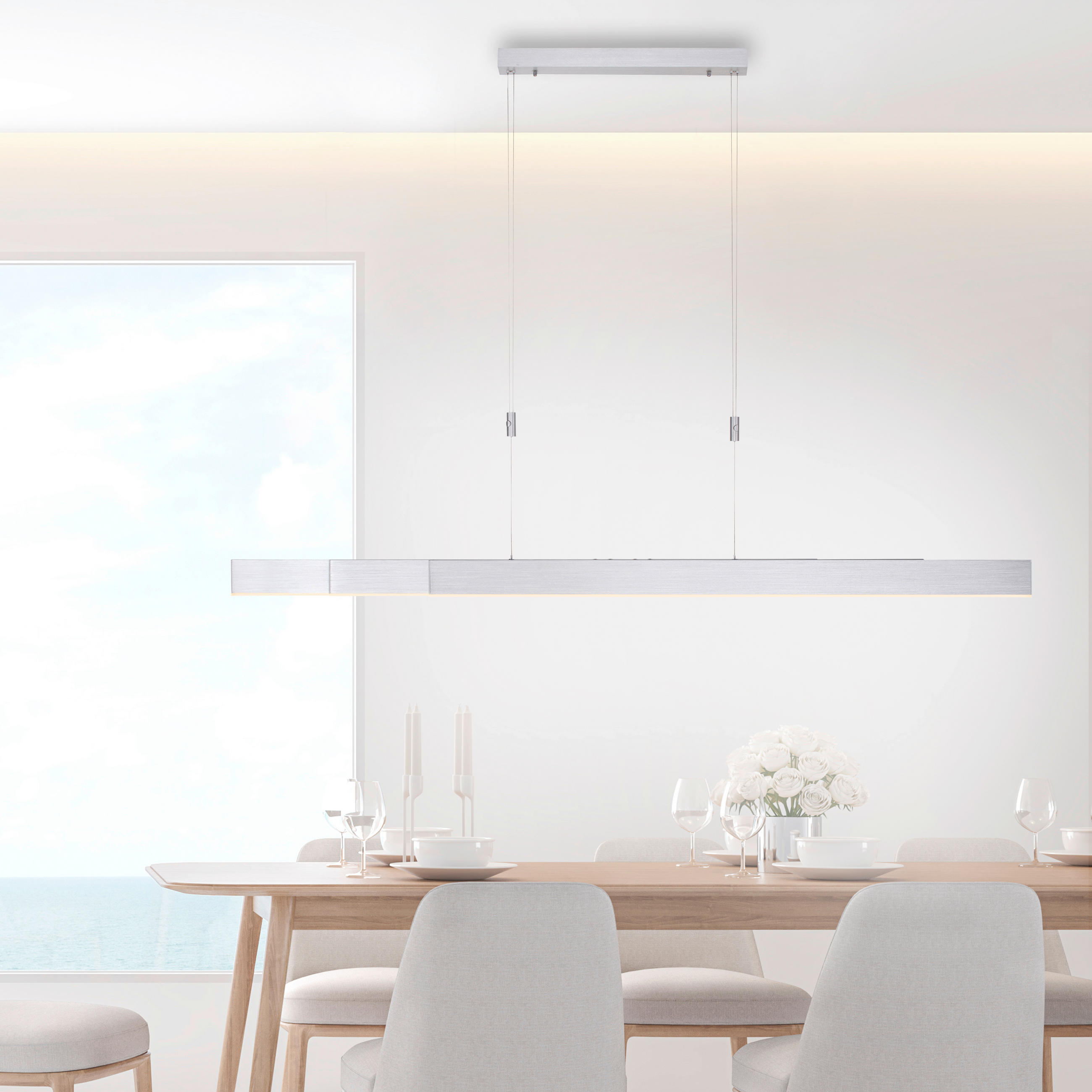 LED-HÄNGELEUCHTE 200/5,5/200 cm  - Alufarben, Design, Kunststoff/Metall (200/5,5/200cm) - Neuhaus PURE