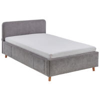 POLSTERBETT 120/200 cm,  in Grau, Eichefarben, Lattenrost, Bettkasten, Betttasche,  - Eichefarben/Birkefarben, KONVENTIONELL, Holz/Textil (120/200cm) - Boxxx