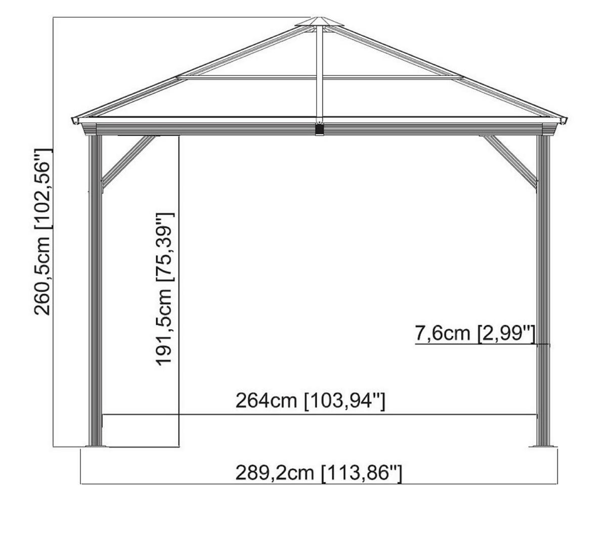 PAVILLON Aluminium  - Anthrazit, Basics, Metall (296/261cm) - Ambia Garden
