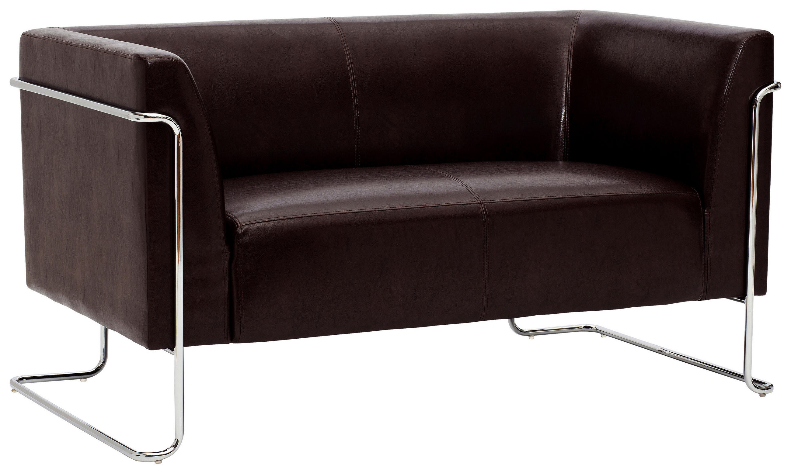 2-SITZER-SOFA Lederlook Dunkelbraun - Dunkelbraun/Silberfarben, MODERN, Textil/Metall (130/71/74cm) - MID.YOU