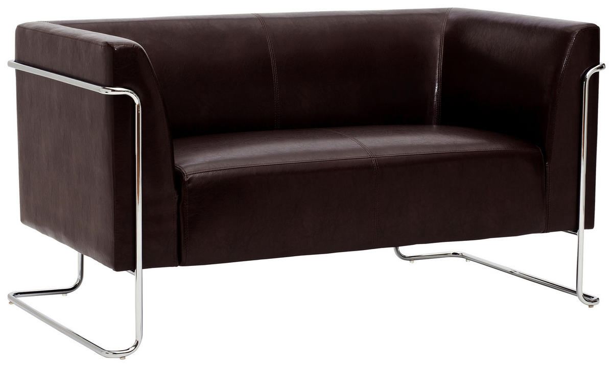 2-SITS SOFFA i textil mörkbrun  - silver/mörkbrun, Modern, metall/textil (130/71/74cm) - MID.YOU