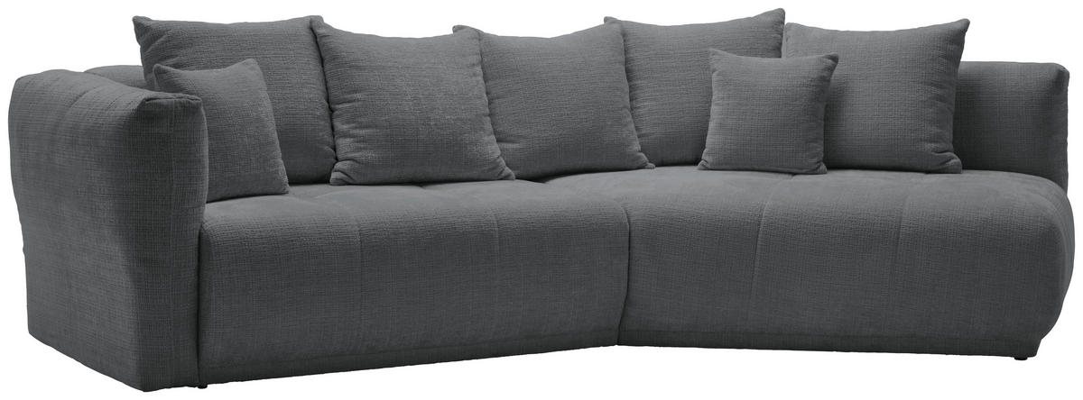 ECKSOFA Grau Chenille  - Schwarz/Grau, MODERN, Kunststoff/Textil (315/180cm) - Hom`in