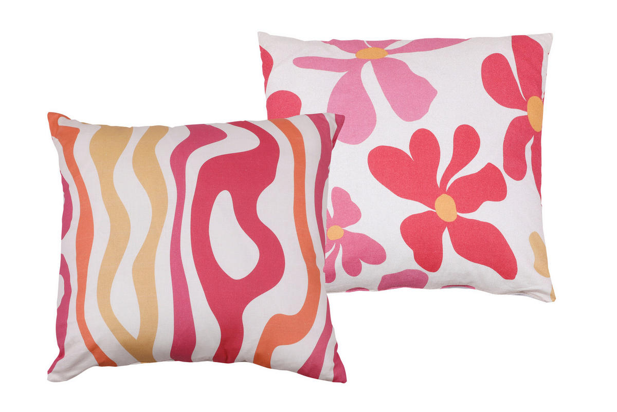 ZIERKISSENSET 2-teilig 48/48 cm  - Pink/Gelb, Basics, Textil (48/48cm)
