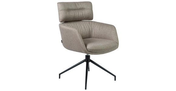 ARMLEHNSTUHL  Stoffauswahl, Sitzfläche 360° drehbar, automatische Rückholfunktion Webstoff  Grau, Schwarz  - Schwarz/Grau, Design, Textil/Metall (62/92/66cm) - Dieter Knoll