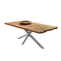 ESSTISCH 200/100/79 cm Echtholz  Holz, Metall rechteckig Naturfarben, Silberfarben  - Silberfarben/Naturfarben, MODERN, Holz/Metall (200/100/79cm) - MID.YOU