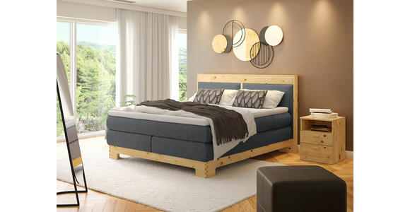 BOXSPRINGBETT 180/200 cm  in Dunkelgrau  - Dunkelgrau, Natur, Holz/Textil (180/200cm) - Linea Natura