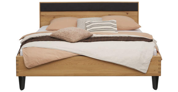 BETT 160/200 cm in Schwarz, Wildeiche - Wildeiche/Schwarz, Design, Holz/Textil (160/200cm) - Valnatura