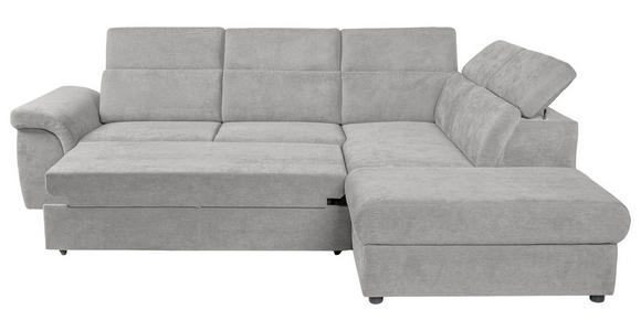 ECKSOFA Hellgrau Flachgewebe Bettkasten, Schlaffunktion, Rücken echt, Liegefläche im Originalstoff  - Hellgrau/Schwarz, KONVENTIONELL, Kunststoff/Textil (280/235cm) - Carryhome