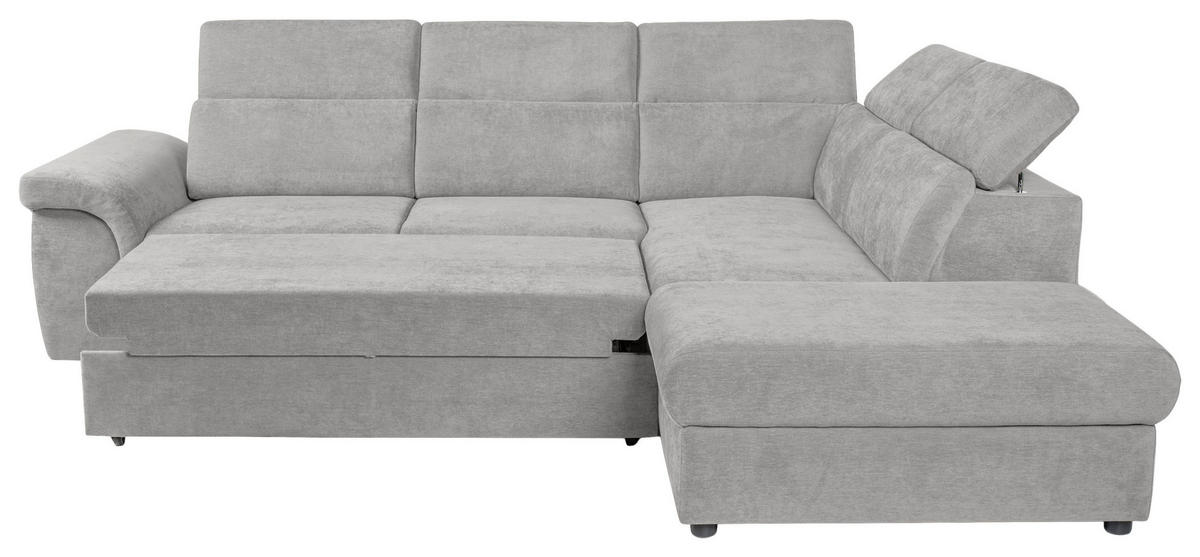ECKSOFA Hellgrau Flachgewebe  - Hellgrau/Schwarz, KONVENTIONELL, Kunststoff/Textil (280/235cm) - Carryhome