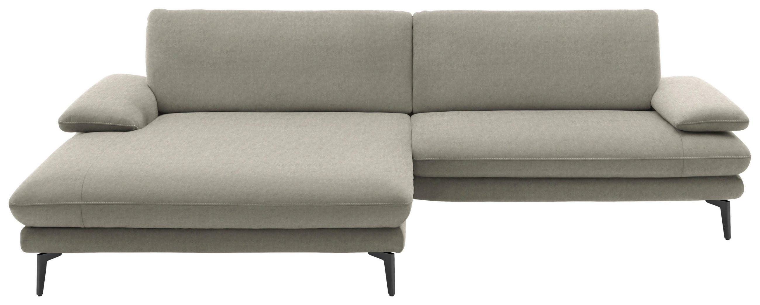 ECKSOFA in Velours Platinfarben  - Platinfarben/Schwarz, Design, Textil/Metall (184/284cm) - Dieter Knoll