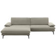 ECKSOFA  in Velours Platinfarben Rücken echt  184/284 cm  - Platinfarben/Schwarz, Design, Textil/Metall (184/284cm) - Dieter Knoll
