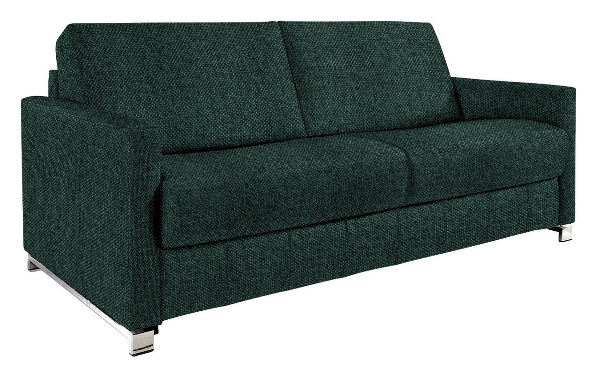 SCHLAFSOFA in Textil Waldgrün  - Waldgrün/Chromfarben, Design, Textil/Metall (185/84/100cm) - Bali