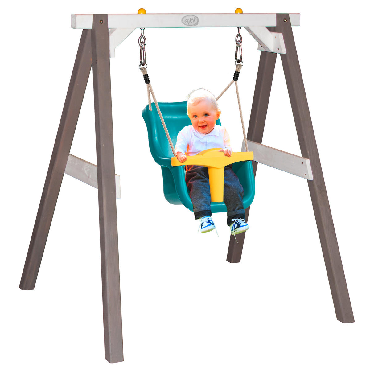 SCHAUKEL BABY SWING axi Baby Swing with seat  - Weiß/Grau, Basics, Holz/Kunststoff (120/134/103cm) - Ambia Garden