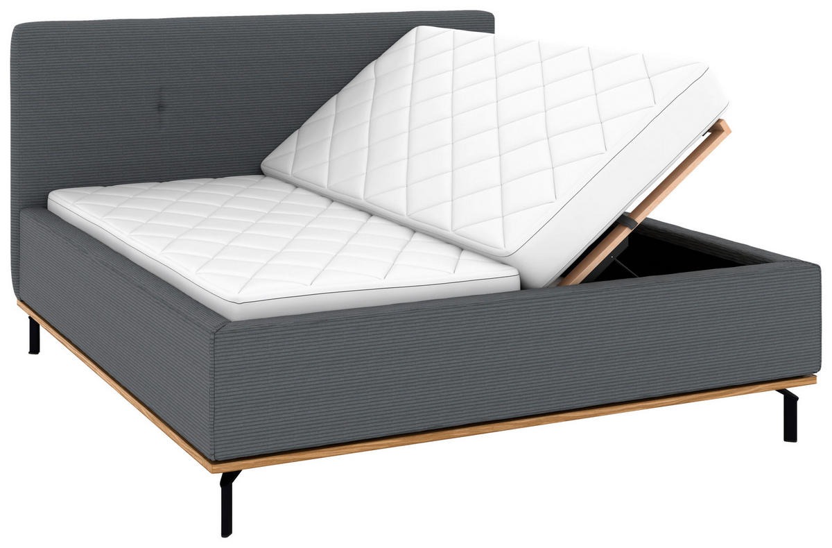 POLSTERBETT Matratze, Lattenrost, Bettkasten 180/200 cm  in Grau  - Graphitfarben/Weiß, Design, Holz/Textil (180/200cm) - Musterring